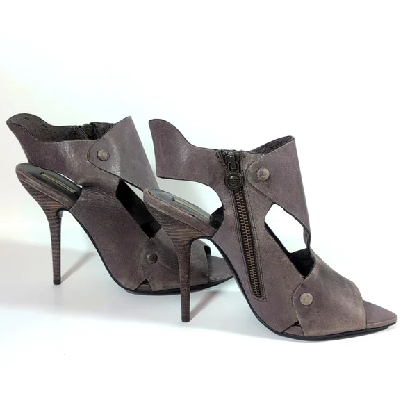 Max Studio Leather Ankle Heels Size 9.5 - Picture 1 of 11